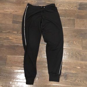 Black w white line joggers